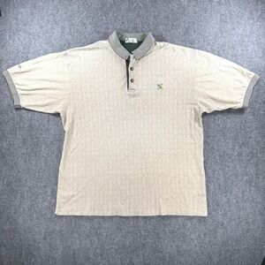 Vintage Haley Polo Shirt Men's Large Beige Green Stripe Bee Made USA Cotton